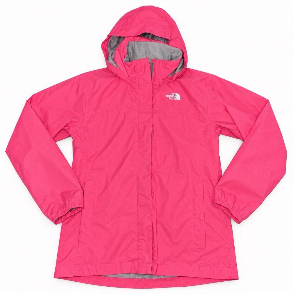 The North Face Resolve Reflective Girls Rain Jacket Pink L 14/16 Waterproof
